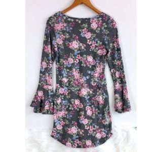 Floral Mini Dress with Bell Sleeves